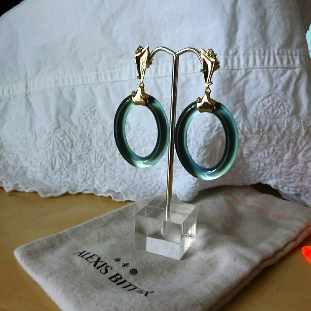 Alexis Bittar Lucite Post Dangle Earring Aqua Blue